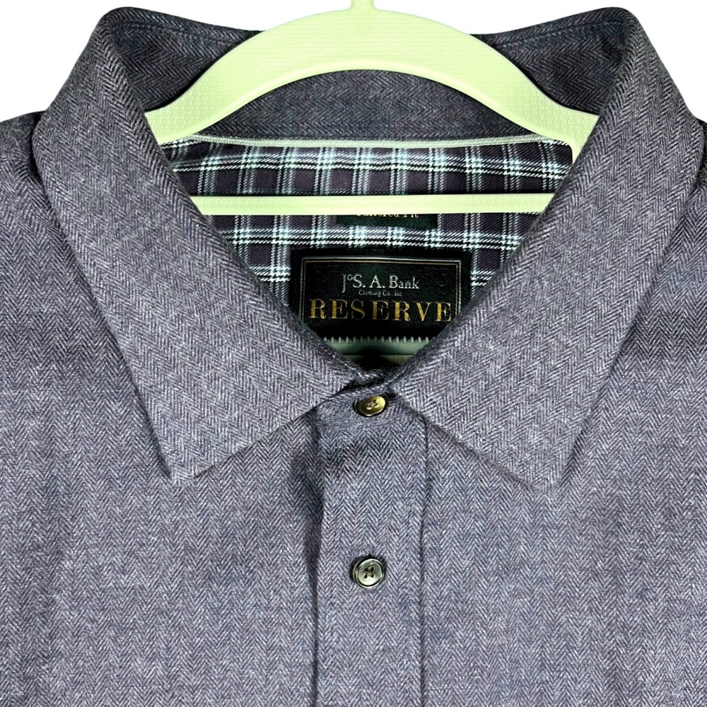 Jos. A. Bank Reserve Button Down Mens 2XLT Purple Cotton Cashmere Herringbone